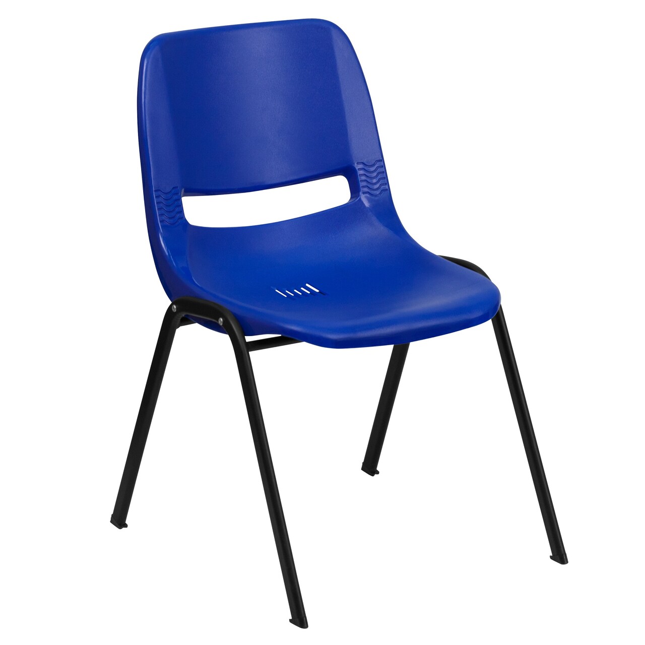 Flash Furniture 32&#x27;&#x27; Blue and Black Ergonomic Shell Stack Chair